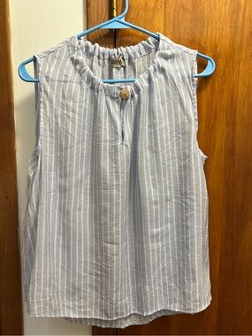 Sleeveless Light Blue Striped Top